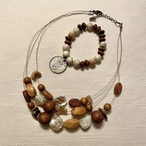 Handcrafted Natural Beaded Necklace & Bracelet